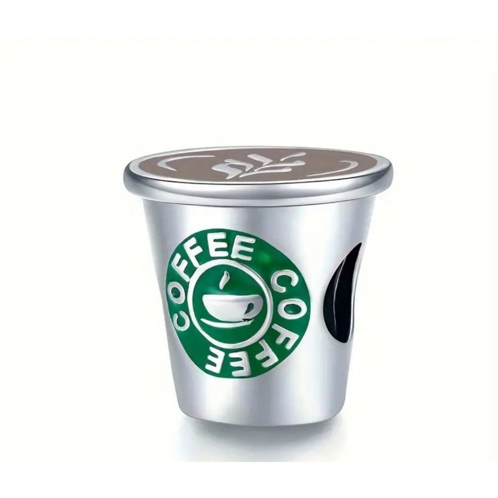 Charm Silver and Green Coffee Cup Charm - Picture 4 of 4